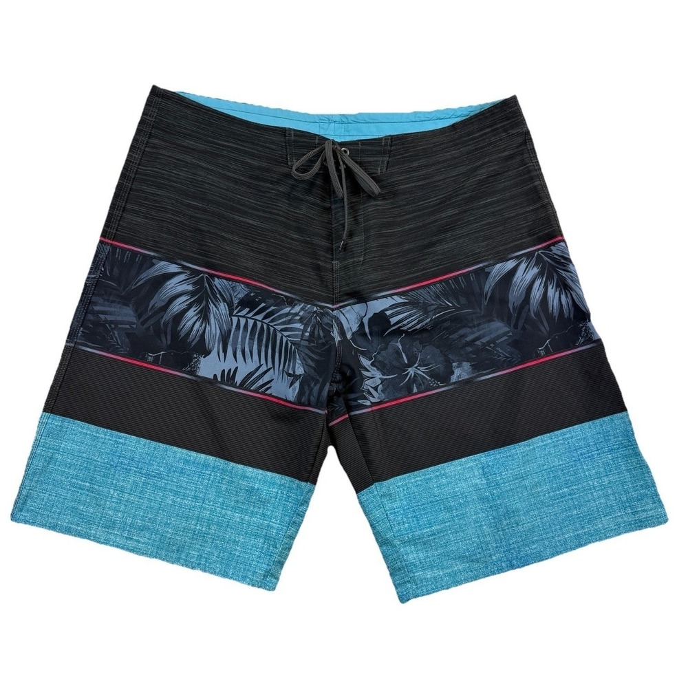 Burnside Men's Board Shorts Size 38 Black Blue Surfer Preppy